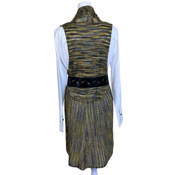 New Directions Boho Open Knit Crochet Waterfall Vest Duster Piratecore Indie L - Picture 9 of 16